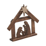 A Savior is Born Dark Wooden Nativity Scene-Lange General Store