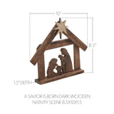 A Savior is Born Dark Wooden Nativity Scene-Lange General Store