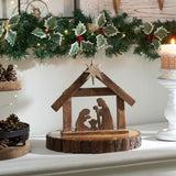 A Savior is Born Dark Wooden Nativity Scene-Lange General Store