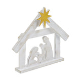 A Savior is Born Distressed White Wooden Nativity Scene-Lange General Store