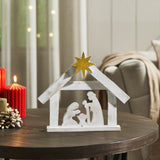 A Savior is Born Distressed White Wooden Nativity Scene-Lange General Store