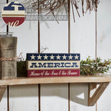AMERICA Free and Brave White Stars Sign-Lange General Store