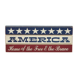 AMERICA Free and Brave White Stars Sign-Lange General Store