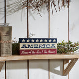 AMERICA Free and Brave White Stars Sign-Lange General Store