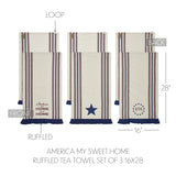 America My Sweet Home Ruffled Tea Towel Set of 3-Lange General Store