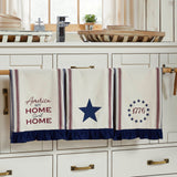 America My Sweet Home Ruffled Tea Towel Set of 3-Lange General Store