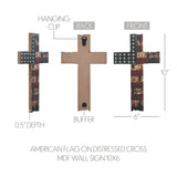 American Flag On Distressed Cross Wall Sign-Lange General Store
