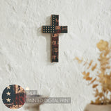 American Flag On Distressed Cross Wall Sign-Lange General Store