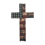 American Flag On Distressed Cross Wall Sign-Lange General Store