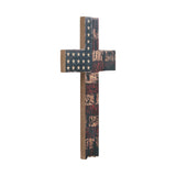 American Flag On Distressed Cross Wall Sign-Lange General Store