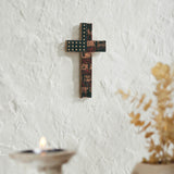 American Flag On Distressed Cross Wall Sign-Lange General Store
