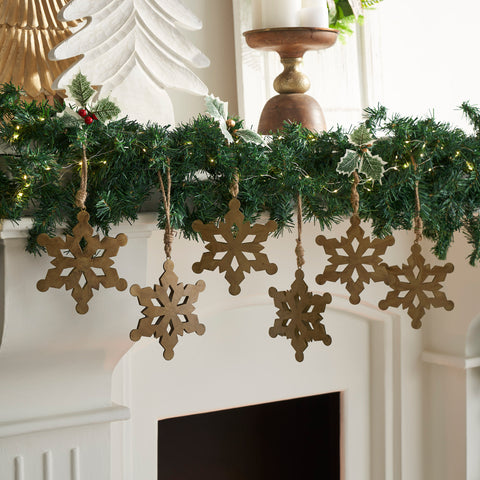 Antique Gold Metal Snowflake Ornament Set of 6-Lange General Store