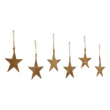 Antique Gold Metal Star Ornament Set of 6-Lange General Store
