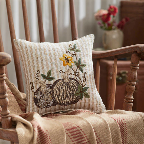 Autumn Pumpkin Patch Stripes Pillow-Lange General Store