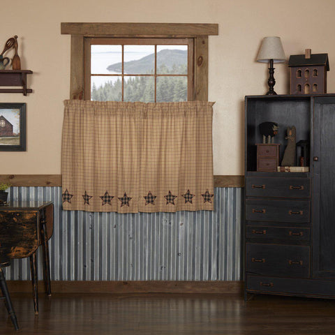 Bingham Star Applique Star Tier Curtains 36"-Lange General Store