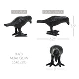 Black Metal Crow Statue Decorative Raven Figurine-Lange General Store