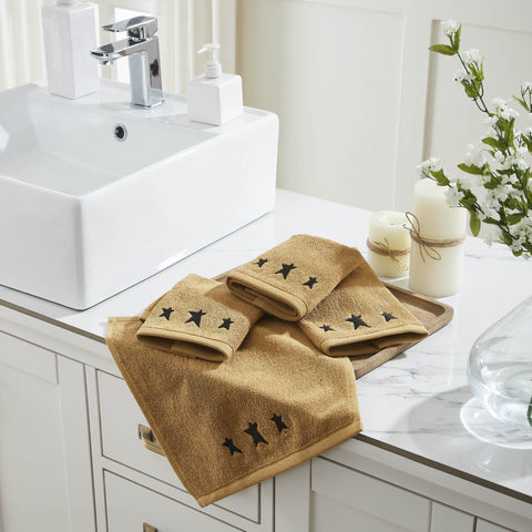 Black Prim Stars Towels & Washcloths-Lange General Store