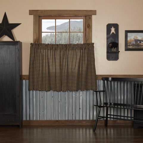 Black Check Tier Curtains 36"-Lange General Store
