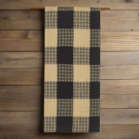 Buffalo Black and Tan Check Waffle Dishtowel-Lange General Store