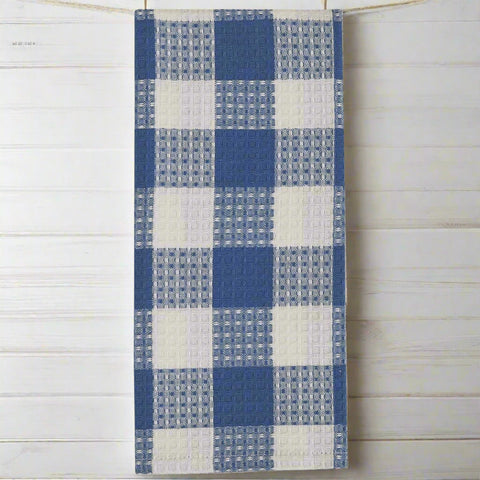 Buffalo Blue Check Waffle Dishtowel-Lange General Store