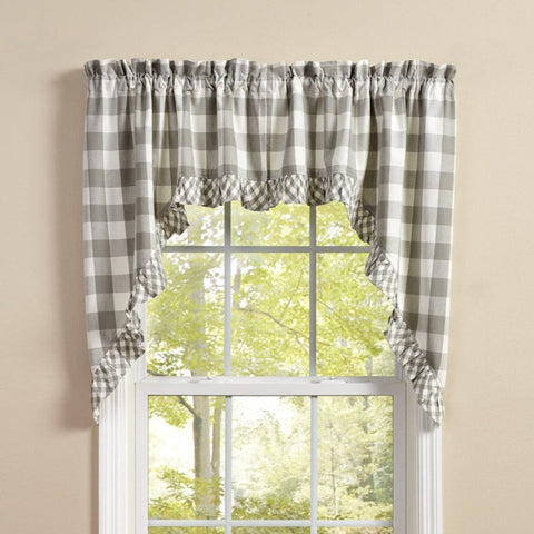 Buffalo Grey Check Ruffled Swags-Lange General Store
