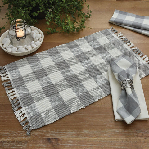 Buffalo Grey Check Yarn Placemats-Lange General Store