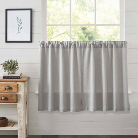 Burlap Dove Grey Tier Curtains-Lange General Store