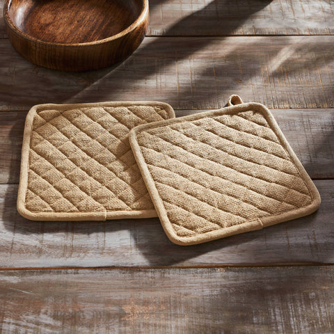Burlap Natural Pot Holder Set of 2-Lange General Store