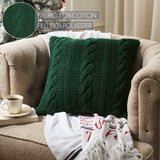 Cable Knit Sweater Pillow Green-Lange General Store