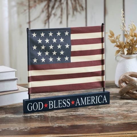 Canvas American Flag on Blue Base Decor-Lange General Store