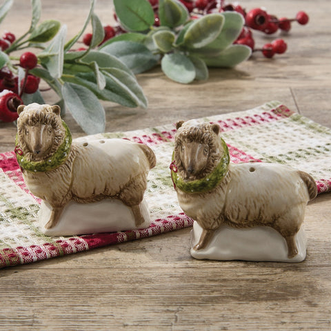 Christmas Barn Sheep Salt & Pepper Set-Lange General Store