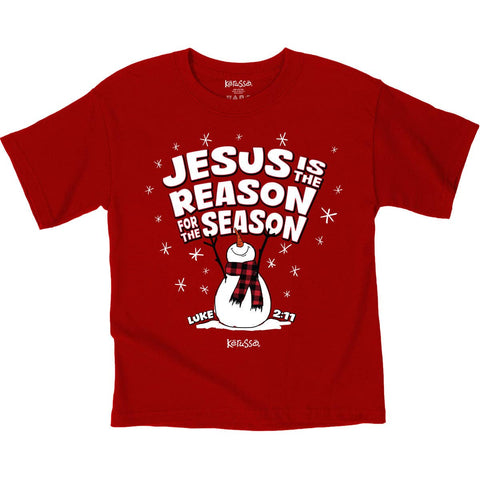 Christmas Jesus Is the Reason Snowman T-shirt - Kids-Lange General Store