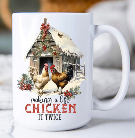Christmas Making A List Chicken Coffee Mug-Lange General Store