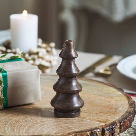 Dark Finish Four-Tiered Hand Turned Wooden Tree Set of 6-Lange General Store