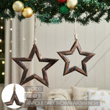 Dark Wooden Star Ornament Set of 2-Lange General Store