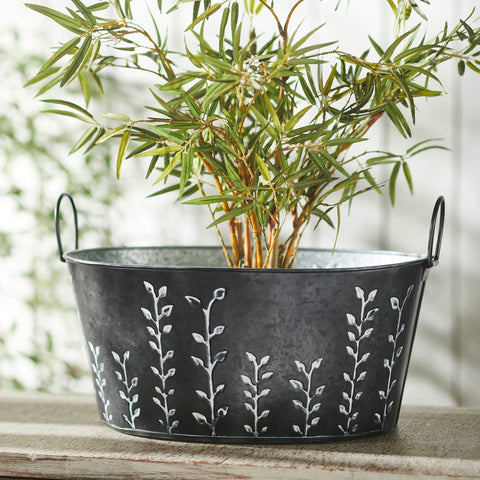 Debossed Vines Galvanized Metal Tub-Lange General Store