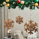 Distressed Dark Wooden Snowflake Ornament Set of 3-Lange General Store
