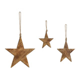 Distressed Dark Wooden Star Ornament Set of 3-Lange General Store