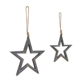Distressed Gray Wooden Star Ornament Set of 2-Lange General Store
