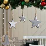 Distressed Grey Wooden Star Ornament Set of 3-Lange General Store