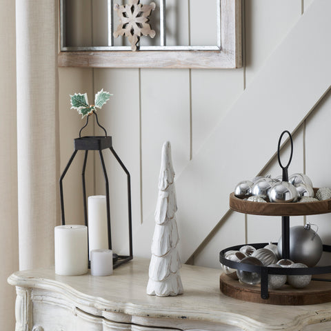 Distressed White Wooden Cone Trees-Lange General Store