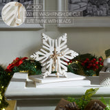 Distressed White Wooden Snowflakes-Lange General Store