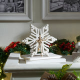 Distressed White Wooden Snowflakes-Lange General Store