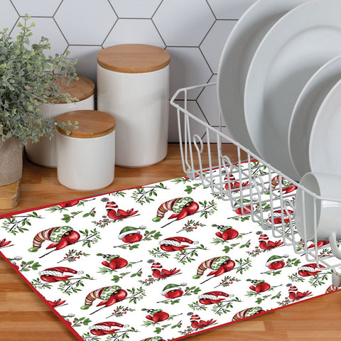 Drying Mat - Playful Cardinal Christmas-Lange General Store