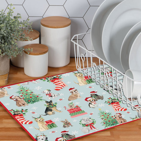 Drying Mat - Santa Paws Christmas-Lange General Store