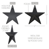 Faceted Metal Star Black Wall Hanging w/Pocket-Lange General Store