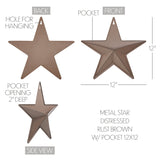 Faceted Metal Star Rust Brown Wall Hanging w/Pocket-Lange General Store