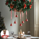 Falling Snow Red Bell Metal Ornament Set of 6-Lange General Store