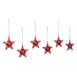 Falling Snow Red Star Metal Ornament Set of 6-Lange General Store
