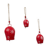 Falling Snowflake Red Metal Bell Set of 3-Lange General Store